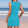 Women's Summer Round Neck Sleeveless Drawstring With Pockets Color Casual Dresses