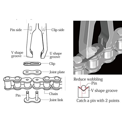 Tsunoda KT-802-1 Vertical Chain Pliers, 160mm, for Chain Clip Removal