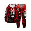 Fashion Skull 3D Print Hoodie Sweatpants Set Men