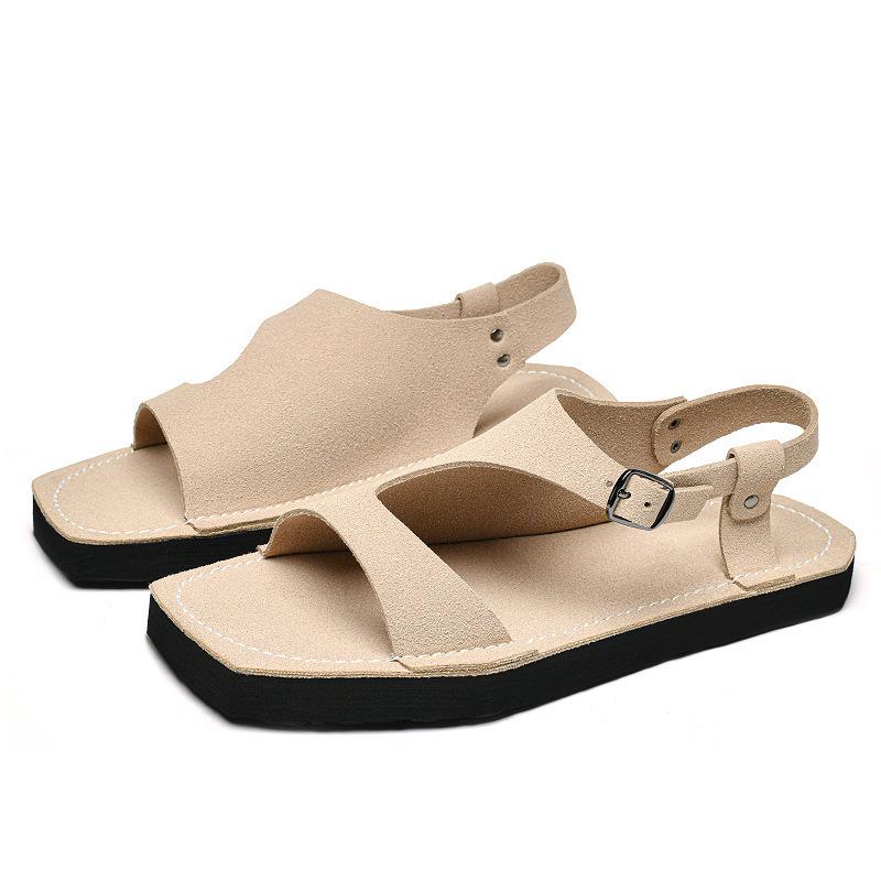Men's 2025 Cross-Strap Thong Sandals - Large Size, Flat Bottom Flip-Flops
