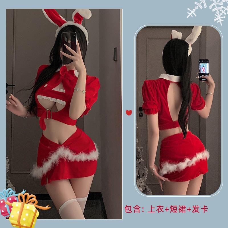 Sex Underwear Sexy Tube Top Plush Christmas Dress Flirting Cosplay Pure Desire Buttocks Short Skirt Sex Dress