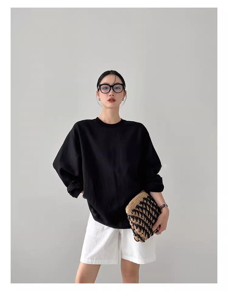 Haut décontracté à manches longues en chanvre blanc Tencel lin pour femme Rain Dew