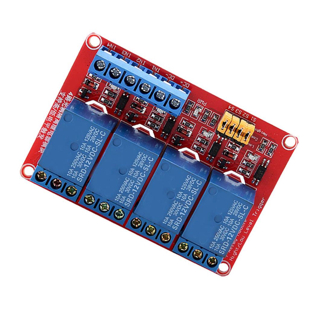 4 Channel Optocoupler Relay Module Board High & Low Trigger 5V 12V 24V(12V)