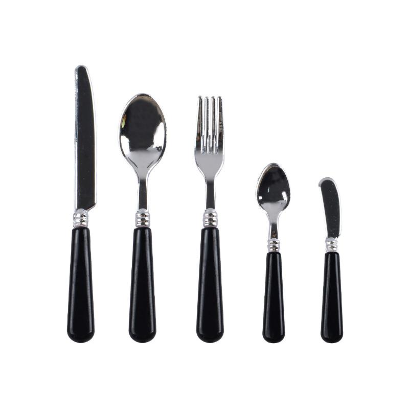Dollhouse Tableware Mini Set /6 Scale 5Pcs Kitchen Knives Forks Spoons Simulation Play House Food Tools