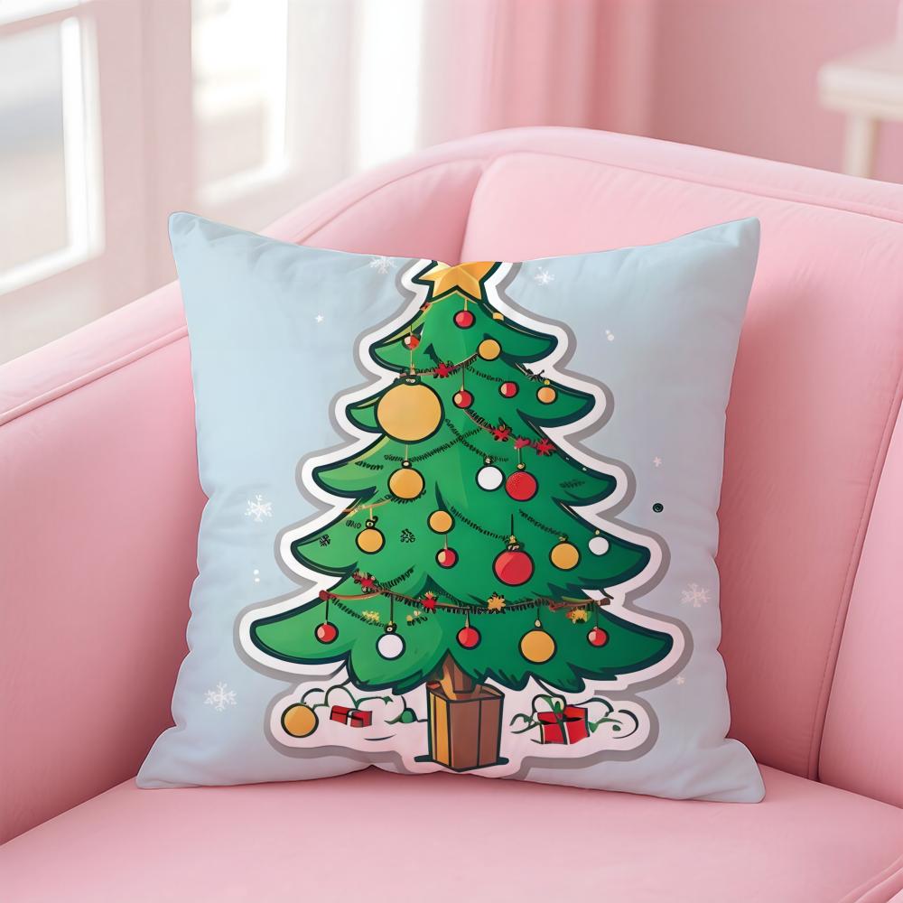 Christmas Tree Funy Abstract Art Cushion Cover Linen Pillowcase Cover Soft Decor for Sofa Home Room