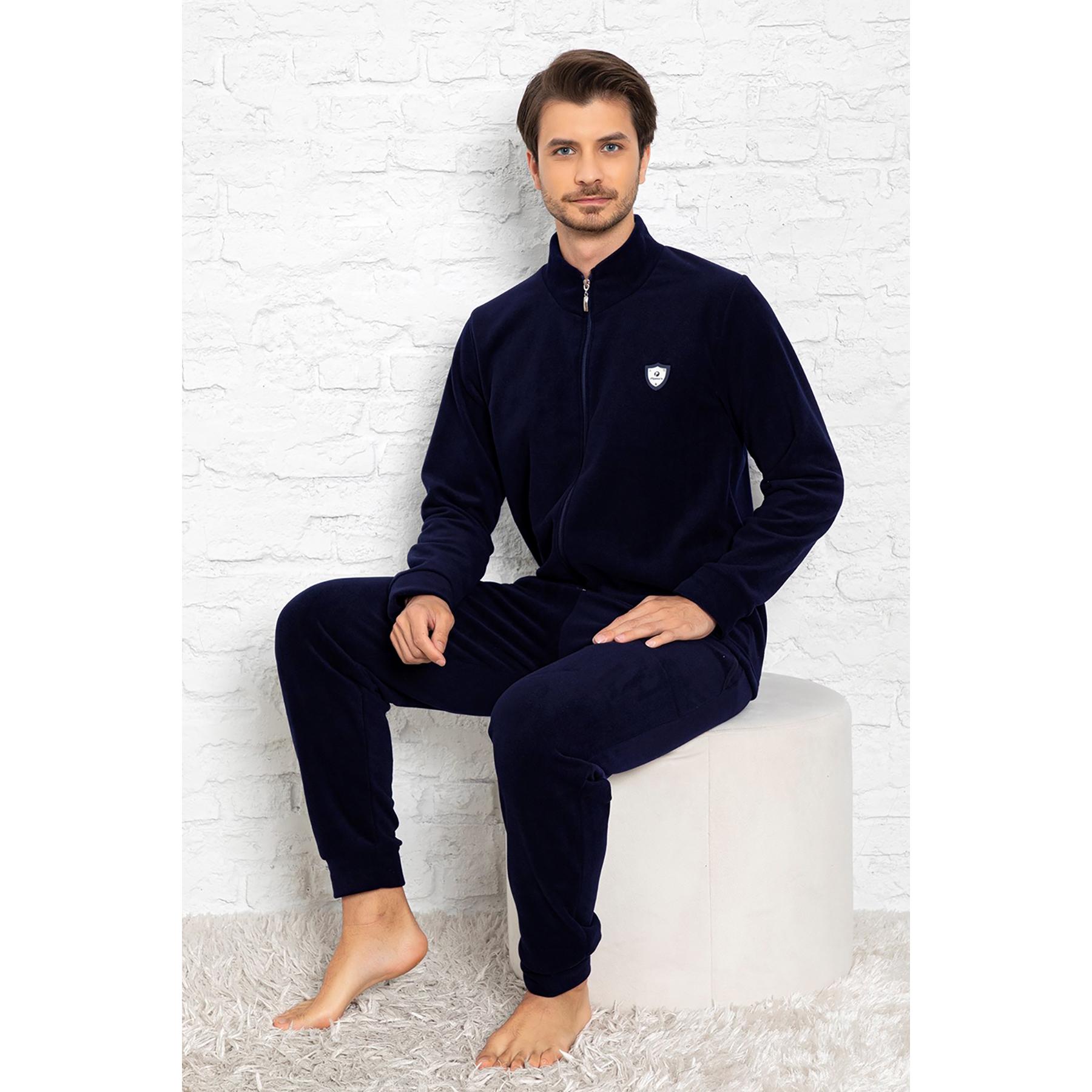 

Зимние мужские пижамы на молнии, комплект из двух предметов, ночная рубашка с длинным рукавом, штаны с высокой талией, повседневная мужская одежда для сна