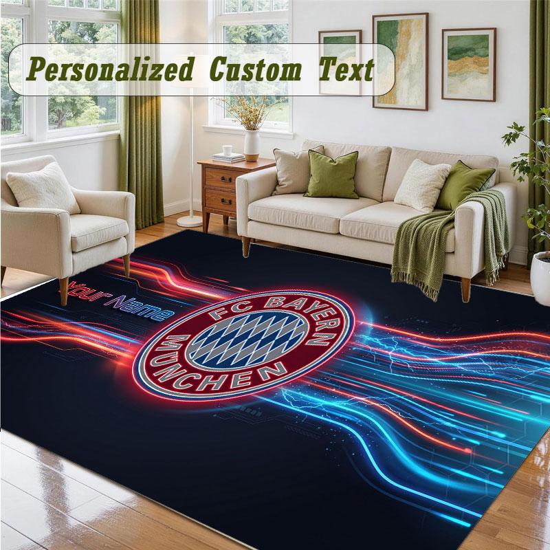 Crystal Velvet Square Rug Custom NameBayern Munich Pattern Non Slip Home Floor Decor Rug