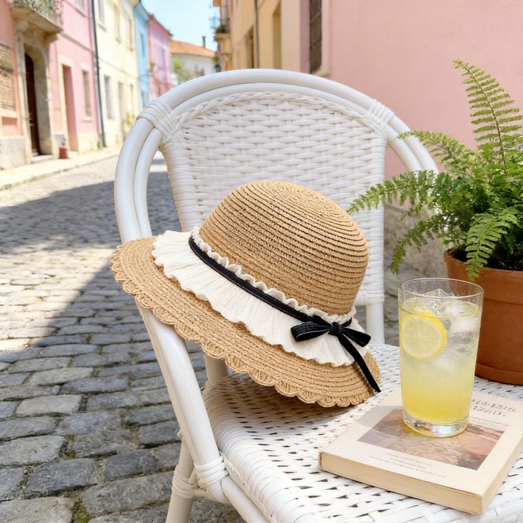 Butterfly Bow Sun Hat For Beach Vacation With Wide Brim And Breathable Material