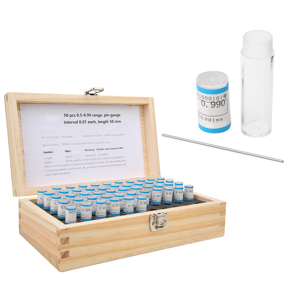 50pcs 0.50.99mm Plug Pin Gage Set 0.001mm Tolerance Bearing Steel Precision Tool