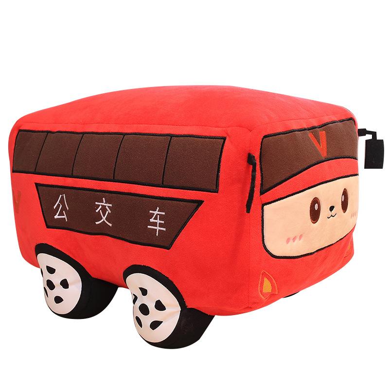 Cartoon Simulation Car Bus Police Car Throw Pillow Plush Toy Children Soothing Doll Rag Doll Birthday Gift