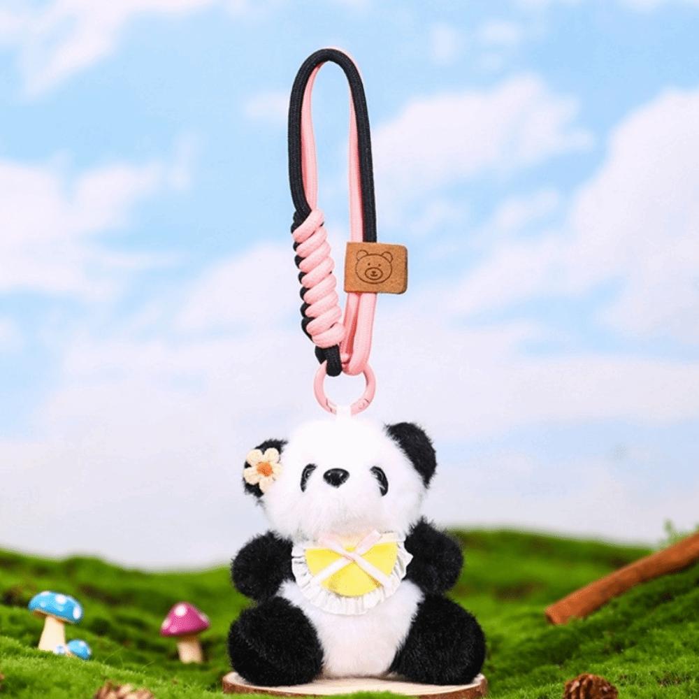 

Подвеска для сумки Плюшевая кукла Панда Украшение для рюкзака Плюшевый брелок с бантом Брелок Медведь Женщины Девушки