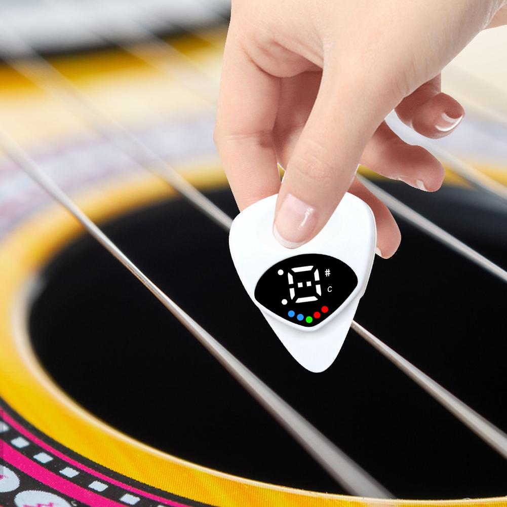 2 In 1 Guitar Picks Tuner Digital Electronic Tuner for Acoustic Electric Guitar Bass and Mandolin