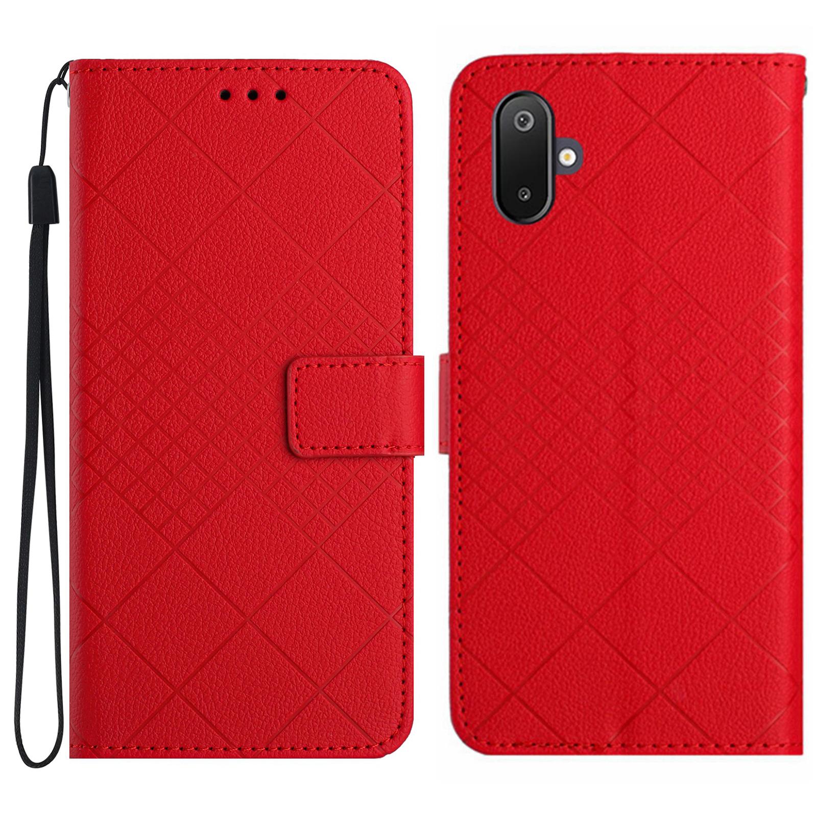 

Для Samsung Galaxy F16 5G/M16 5G Чохол для телефону Гаманець З тисненням Шкірзамінник Відкидна Обкладинка-фоліо Red