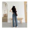 Wide-leg jeans women's loose autumn and winter new Hong Kong retro high-waisted drape ic straight floor-mopping trousers