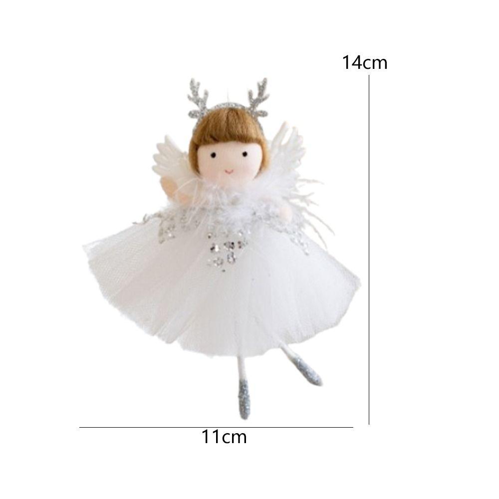 2pcs Plush Christmas Mesh Dress Girl Pendant Cartoon Xmas Tree Pendant  Home Xmas Decor