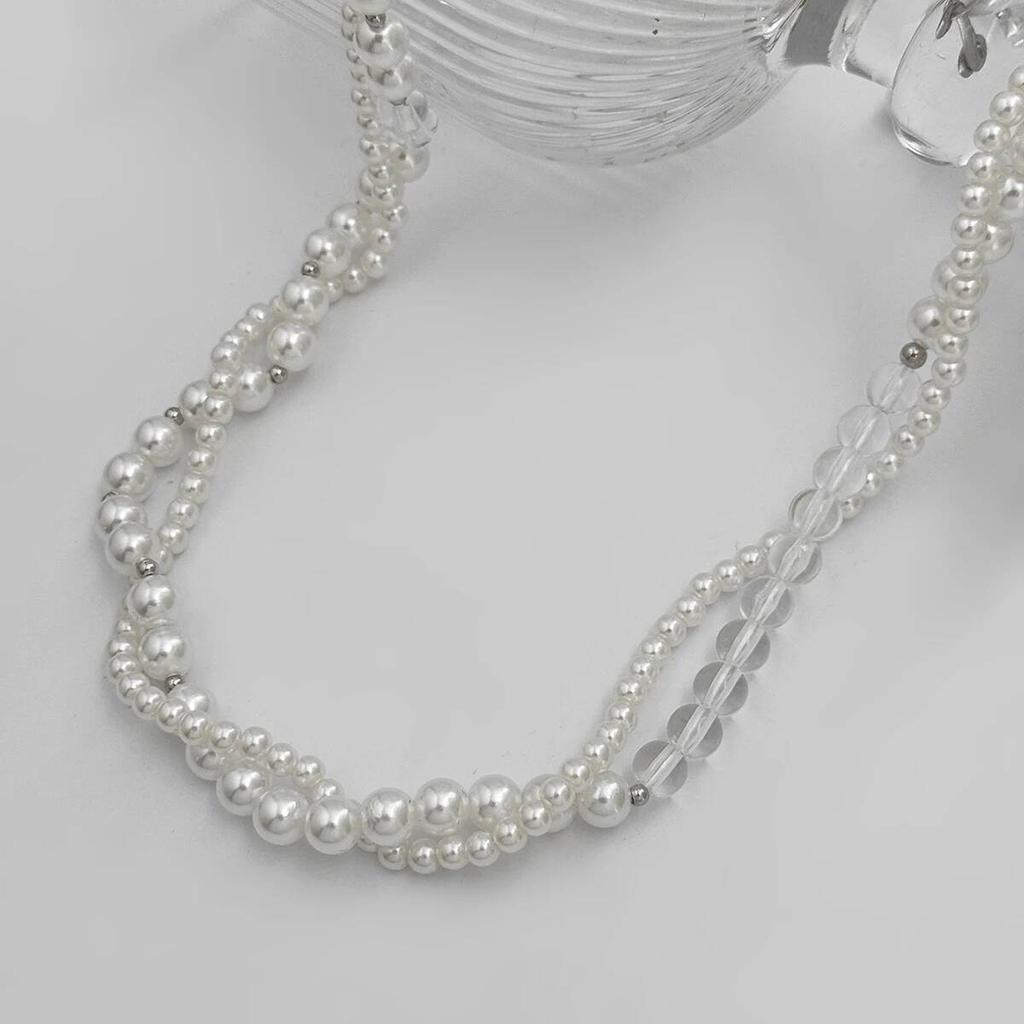 IngeSight.Z 2026 Punk Hip-Hop Imitation Pearl CCB Beads Chain Brooches Multilayer Tassel Double Pin Brooch Suit Clothes Jewelry