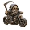 Reaper Figurine Skeleton Grim Motorcycle Rider Resin Outdoor Sculpture Motorcycle Skeleton Knight Gnome Statue for Garden Decor