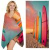 1Pc Beach Surfboard Printed Beach Towel, Microfiber Bath Towel, Absorbent, Quick Drying Swimming Towel, (Single-Sided Printed)