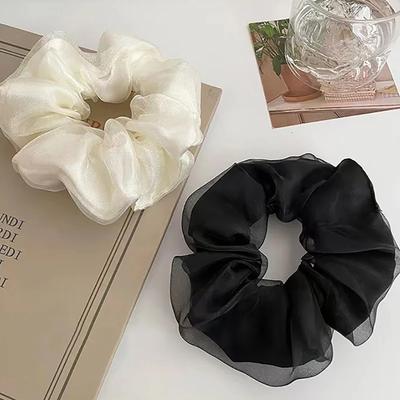 1 Stück Schwarze Beige Khaki Netz-Scrunchies Damen Mädchen Elastische Haarbänder Damen Haaraccessoires