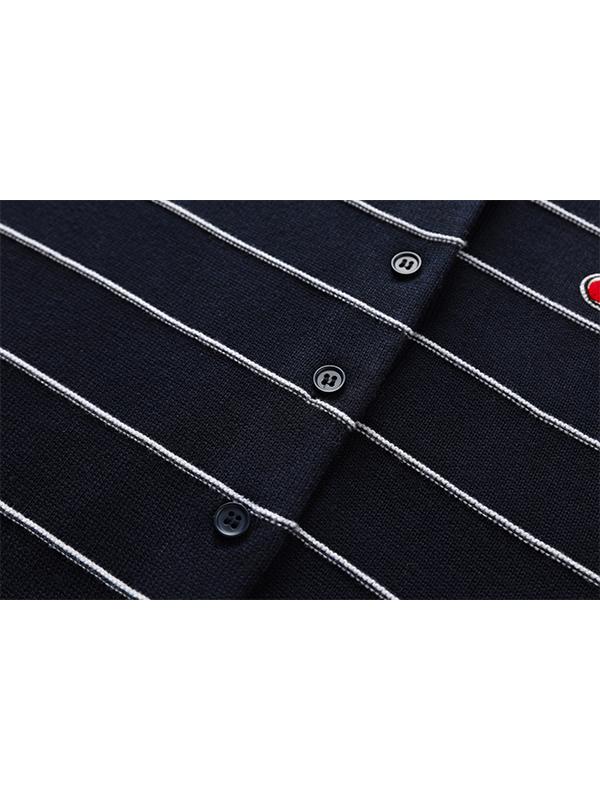 KIRSH Small Cherry Stripe Crop Cardigan [Navy]