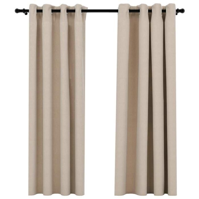 VidaXL Blackout Curtains Linen Look with Eyelets 2pcs Beige 140x175cm