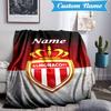 Custom Name Monaco Football Crest Blanket Lightweight Ideal Bedding Blanket Perfect for Travel, Camping, Living Rooms, Sofas, Christmas Gift