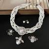 French diamond-encrusted woven glass pearl necklace DIY bee versatile collarbone chain fashion temperament small fragrant style jewelry