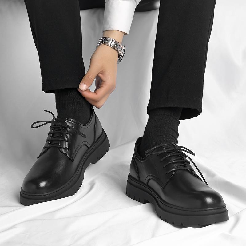 Leather shoes British business dress big head casual shoes civil servant platform inner height increase wedding groom shoes