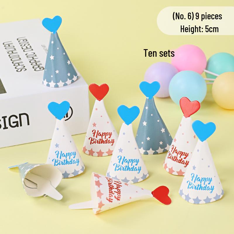 Mini Birthday Hat & Banner Cake Decorations - Internet Celebrity Style Baking Accessories