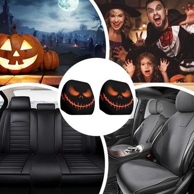 Headrest Covers For Cars 2 Pieces Halloween Auto Front Seat Headrest Cover Head Rest Protective Sleeve For SUVs Sedans Vehicles