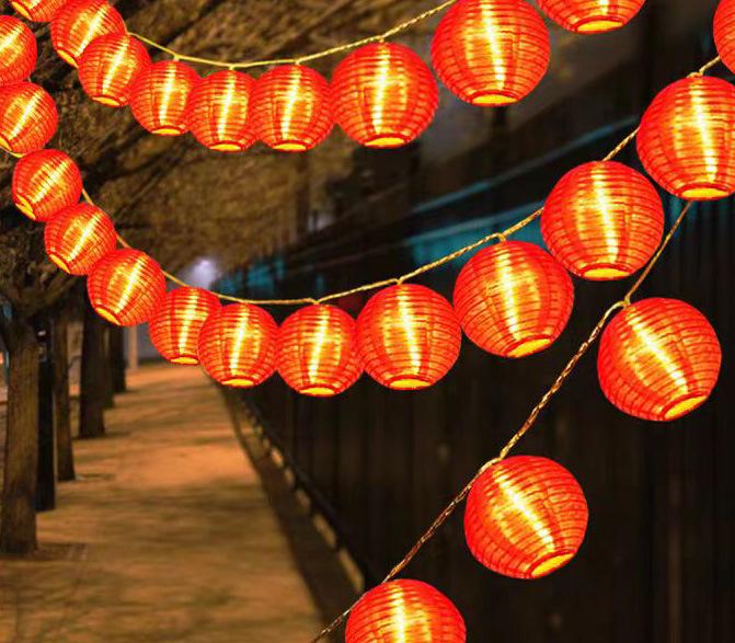 Solar LED Fabric Lantern String Lights - Colorful, Flashing, Starry Sky Decor for Outdoor Courtyard Festivals and Christmas