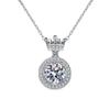 14K White Round Moissanite Necklace Pure Silver Crown Pendent Necklace For Women Wedding Engagement Jewelry Gift