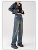 Women's High-Waist Retro Blue Wide-Leg Jeans - 2025 Summer Slim Straight Fit