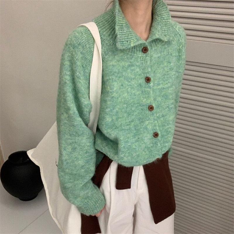 Knitted Cropped Women's Sweaters Cardigan Long Sleeve Sweater Coat Autumn Winter Chic Casual Outerwear Knitwear Top