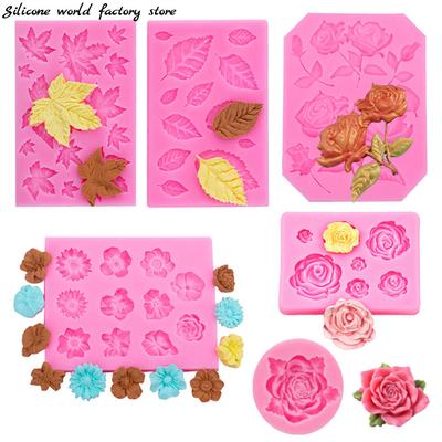Silicone World DIY Flores de Rosa Pétalo Molde de Silicona Decoración para Hornear Pasteles Molde para Fudge Chocolate Herramientas para Jabón Hecho a Mano