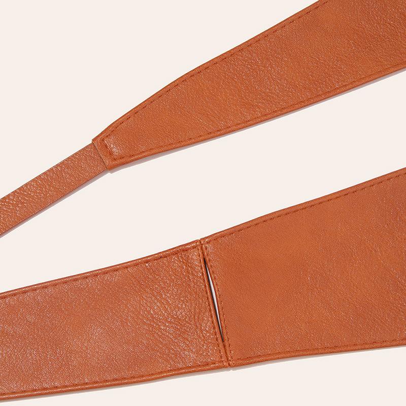 Women's Versatile and Fashionable Adjustable Leather Waist Seal for Women's Texture Wide Streamer Waist Seal for Women