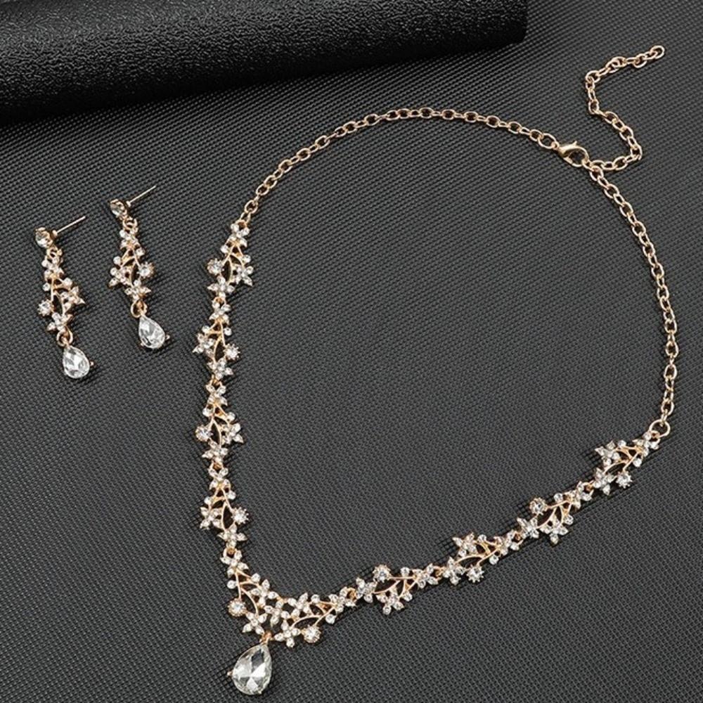 Elegant Necklace Earring Set Sparkling Wedding Jewelry Classical Bridal Accessories  Bridal Wear