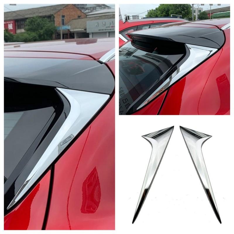 For Mazda CX-30 CX30     ABS Chrome Rear Tail Window Spoiler Triangle Molding Cover Trim Sticker Car Accessories