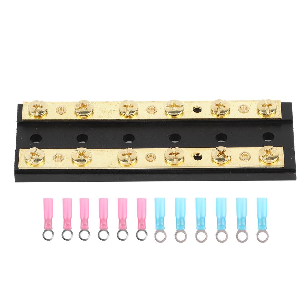 60A Dual Row Independent Busbar with Heat Shrinkable Tube Terminal for Truck Car Yacht Ship6 Position Terminal