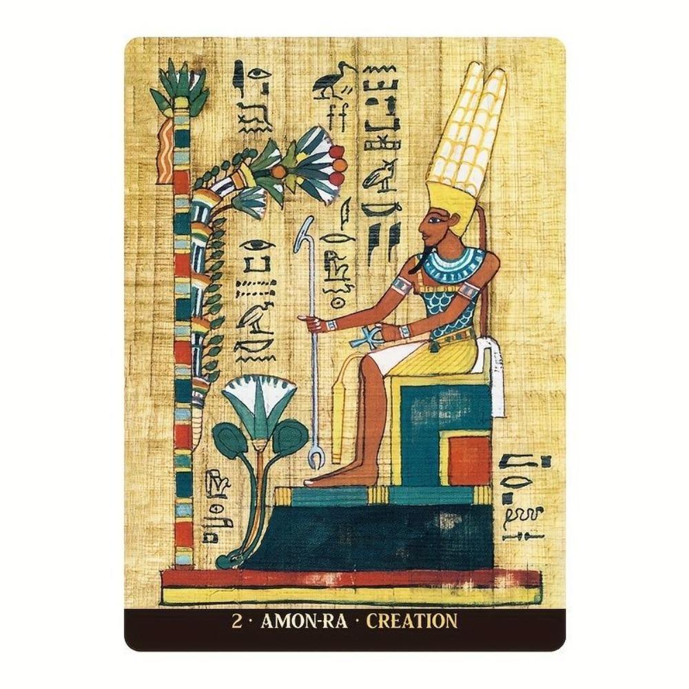 Egyptian Gods Oracle Cards 12.6*8.9cm - Ancient Egypt Divination Deck for Meditation, Guidance - Papyrus Art Style
