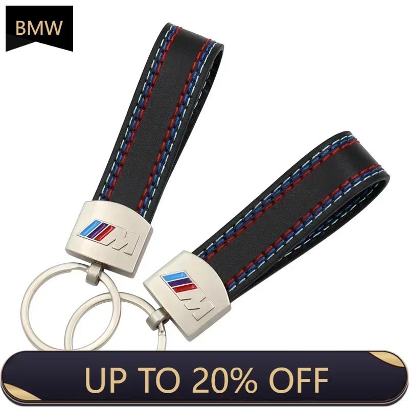 2025 E46 For BMW 1pcs leather Car keychain metal Car key ring styling For bmw M Sticker e46 e90 f20 e60 e39 f10 X1 X3 X4 X5 X6 X