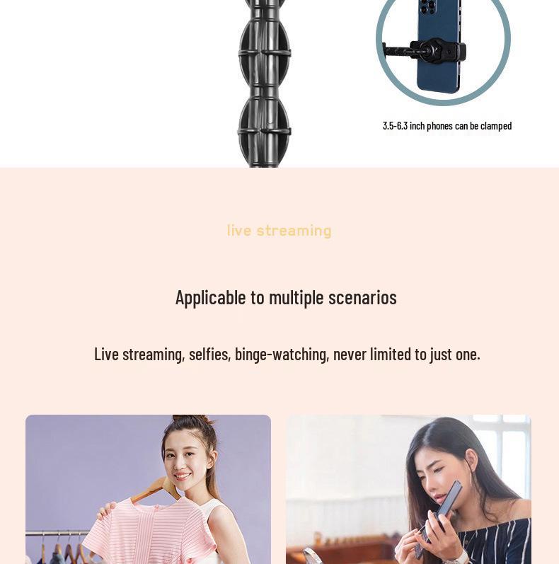 Dual-angle Mobile Phone Tripod with Fill Light for Live Streaming and Recording