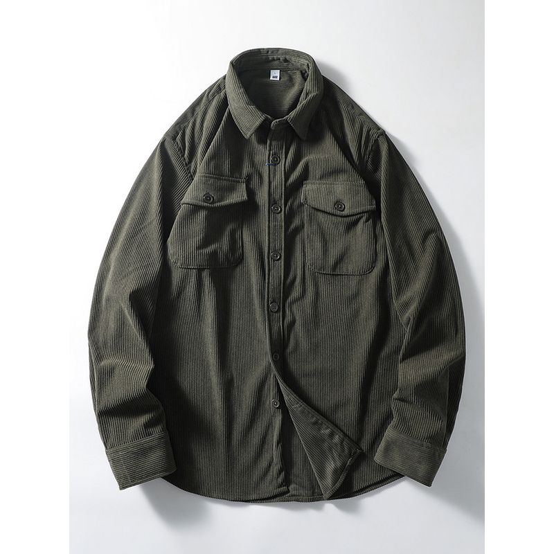 American Retro Corduroy Shirt Men's Fall/Winter Silm Long Sleeves Overalls Export Cattle Goods Casual Shirt
