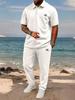 Men's Summer Jacquard Bubu Print Short-Sleeve Long Pants Casual Suit