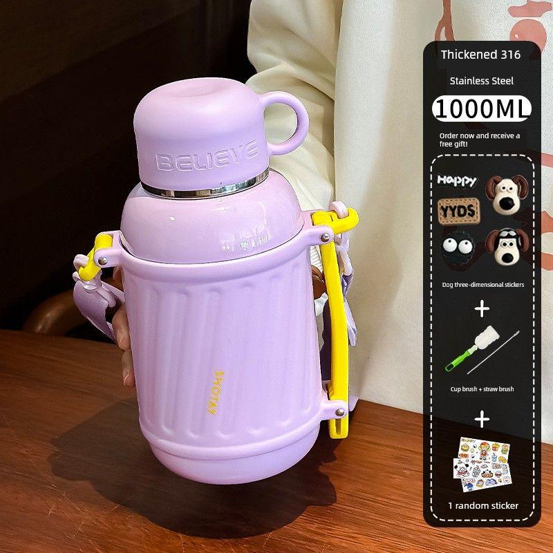 Large-Capacity Thermos Cup for Women 2024 New Model High-Looking Student Water Bottle with Lid for Drinking Water, Mom's Bottle 1000ml