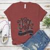 Retro Independence Day T-shirts Short Sleeve V-neck Tops USA Floral Retro Design Shirt USA 250th Anniversary T-shirt