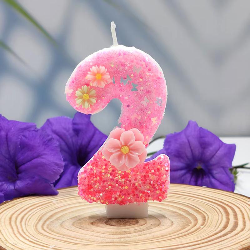 Flower Sea Digital Candle Creative Design Birthday Cake Party Decoration Handmade DIY Candle Independent Packaging