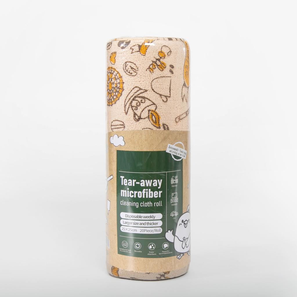 Ring green microfiber printed hand-torn rag multi-functional kitchen table washing cloth water-absorbing thickened lazy rag