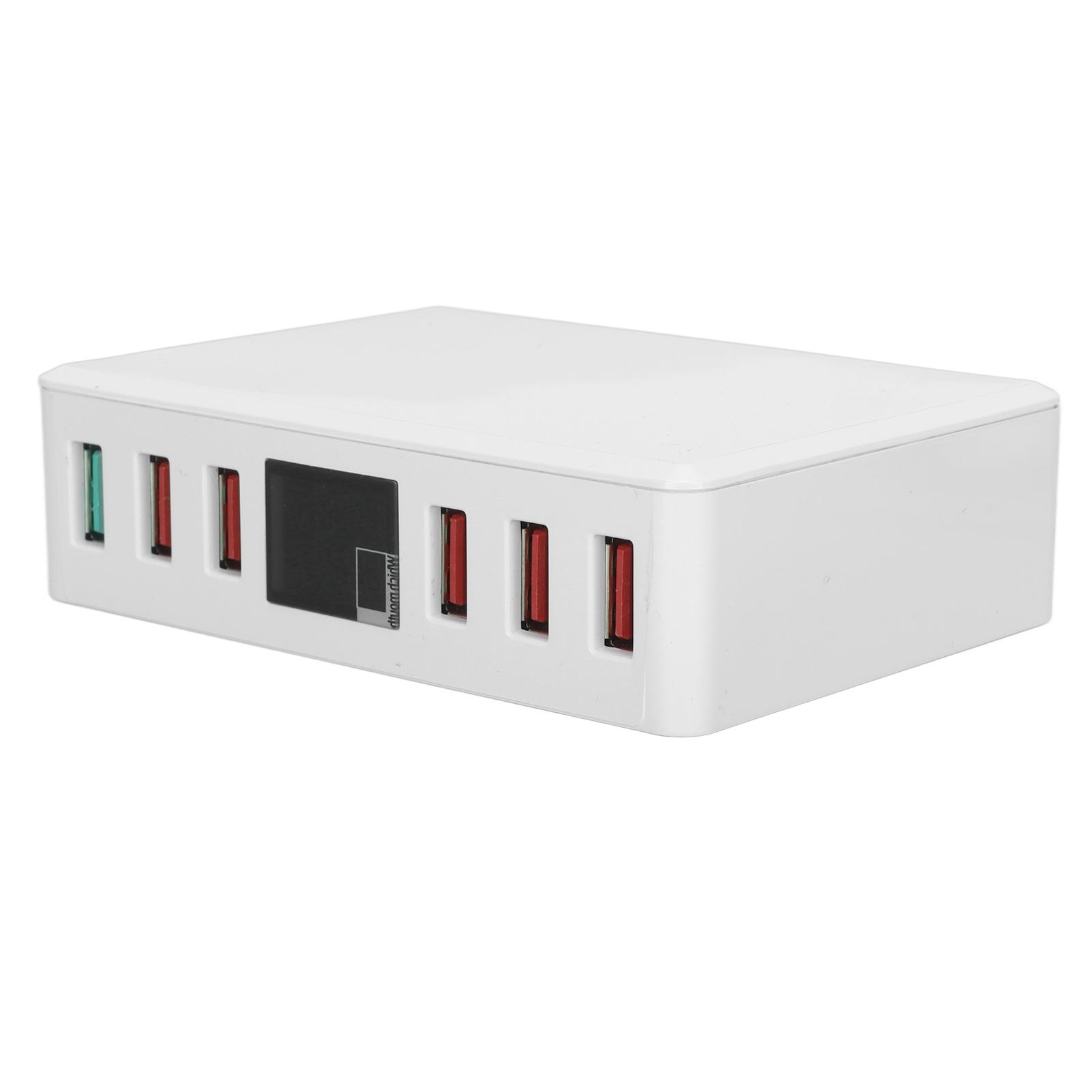 

6 Ports QC 3.0 USB Charger Fast Charging Digital Display Smart Charger Station 100‑240VUK Plug 100‑240V