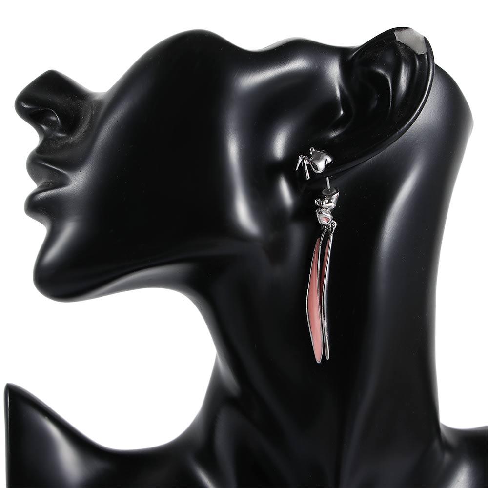 Fashion Pink Glaze Metal Accessories Long Drop Earrings Jewelry Stud Earrings Dangle Earrings